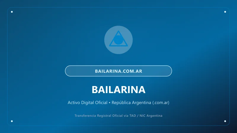 Identidad visual y presentación comercial del nombre de dominio bailarina.com.ar en venta